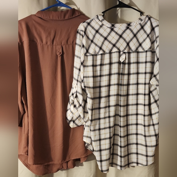 Torrid Women's Blouses in Rust and Plaid - Picture 2 of 2